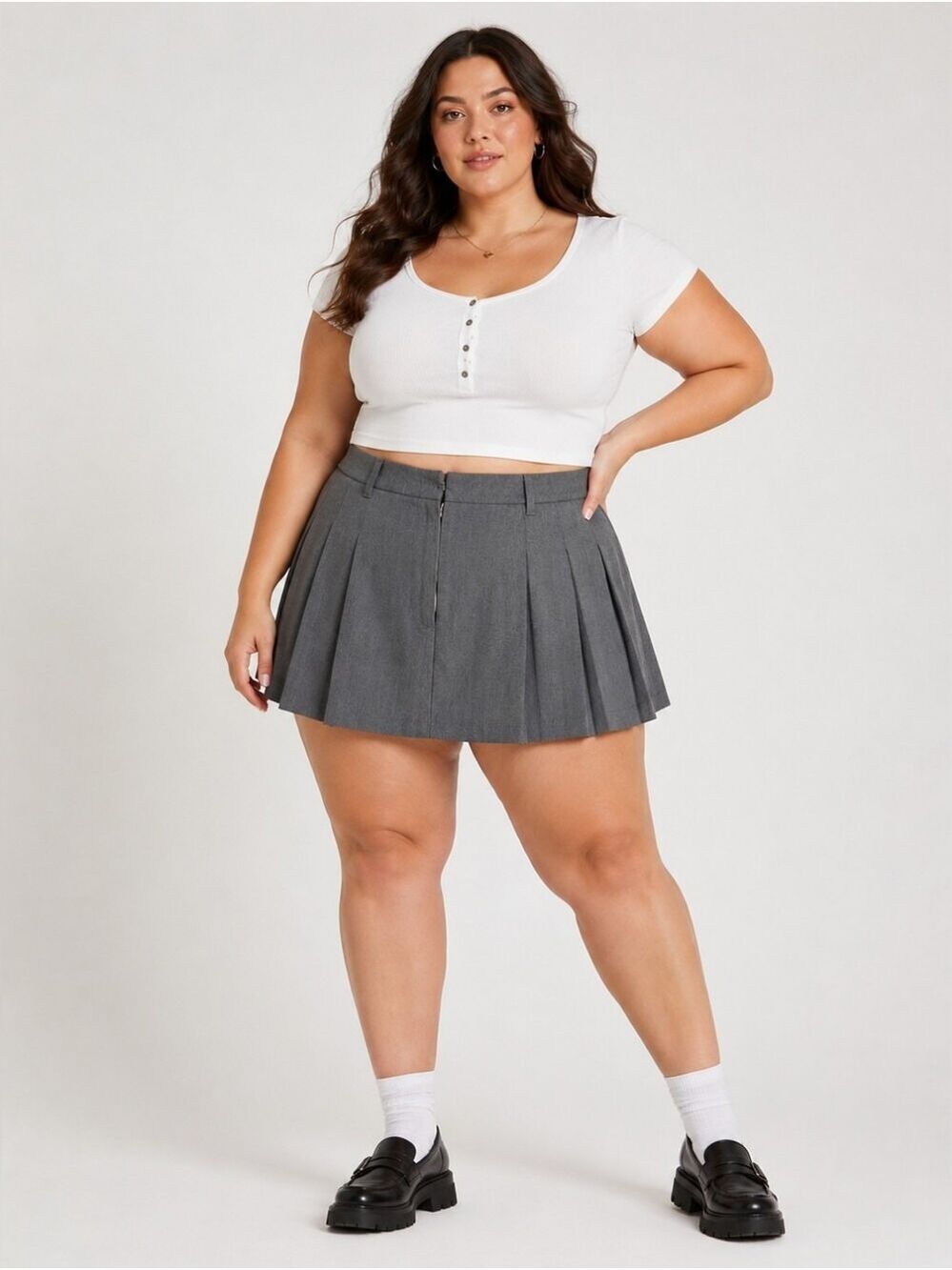 H&M Gray Pleated Mini Skirt Preppy Y2K Schoolgirl XXL